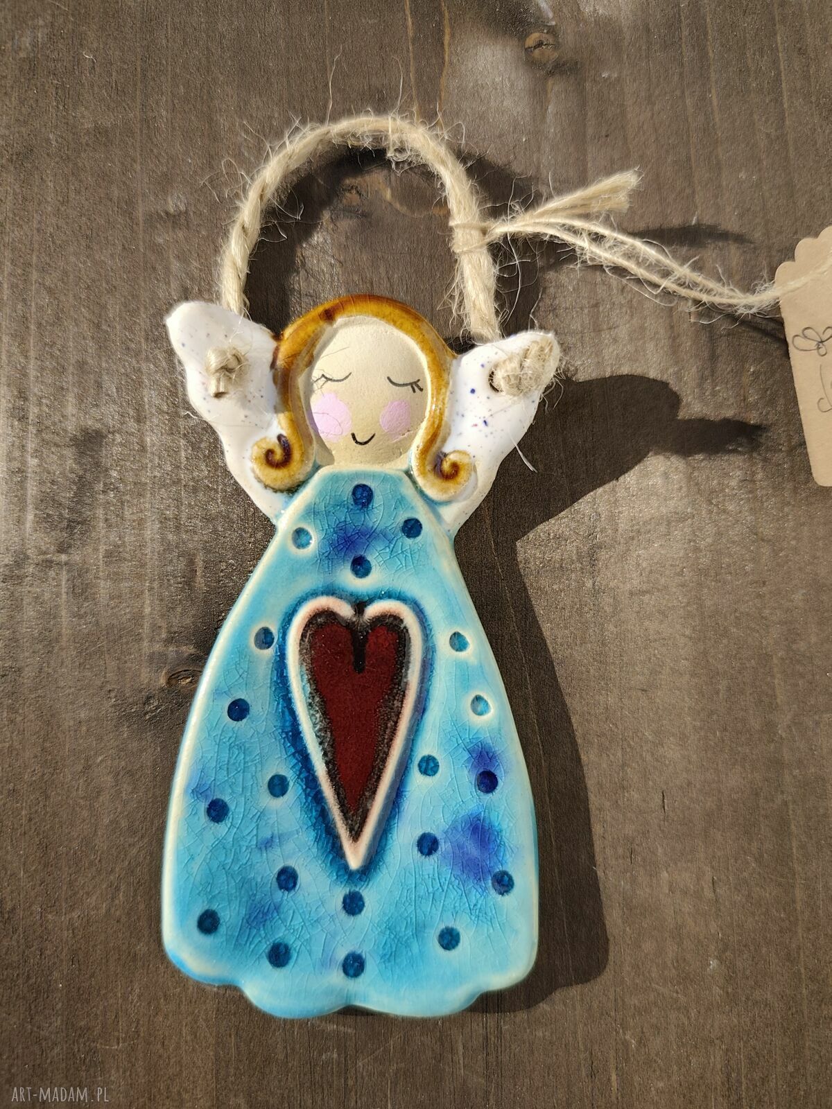 Anioł ceramiczny na chrzest i komunię - zawieszka prezentowa
