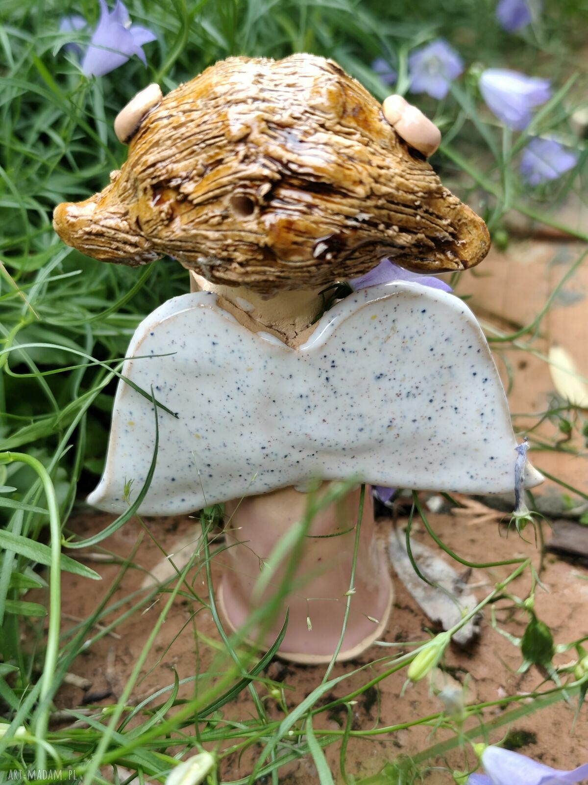 Anioł ceramiczny ręcznie lepiony - prezent na chrzest, komunię i ślub