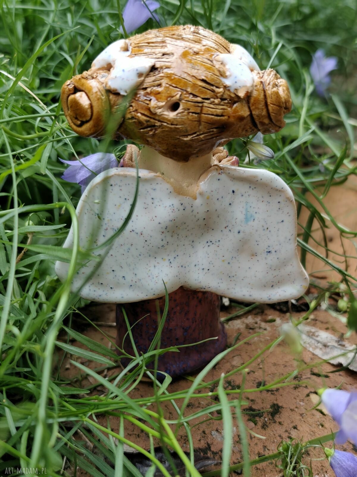 Ręcznie wykonany ceramiczny anioł dla niej - unikatowa pamiątka na chrzest i ślub