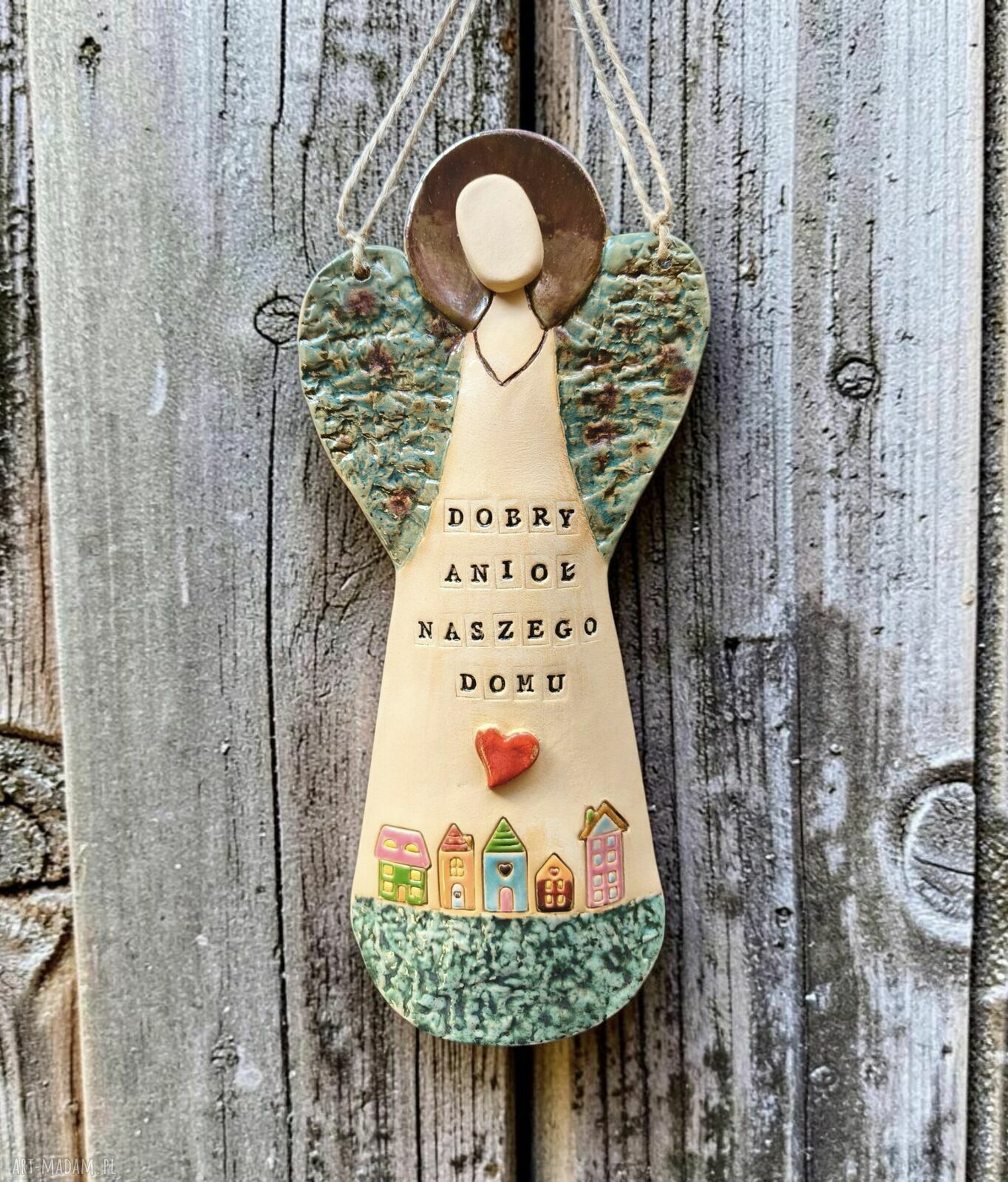Anioł ceramiczny do powieszenia - dobry anioł domu