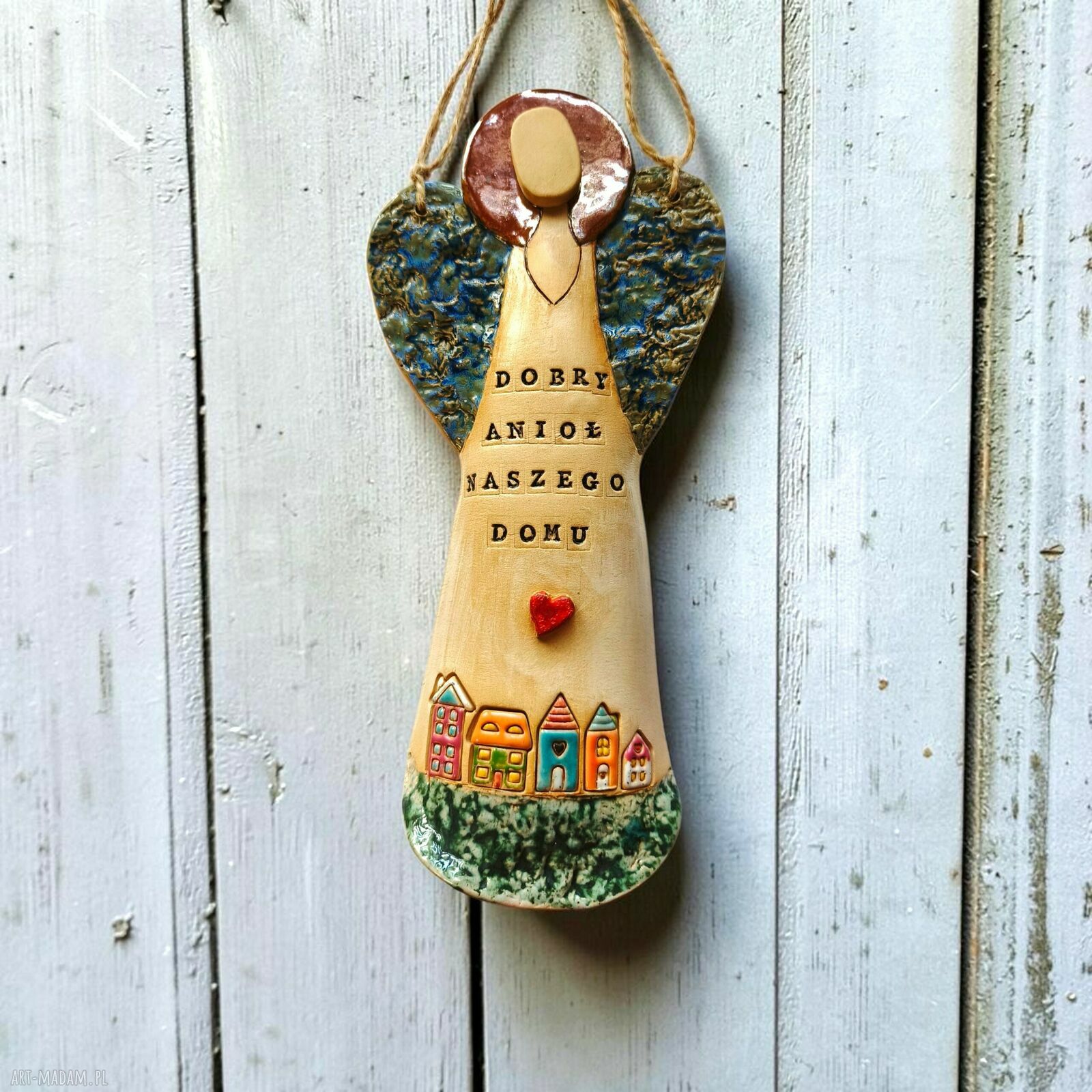 Anioł ceramiczny Dobry Anioł Domu - ręcznie robiona dekoracja