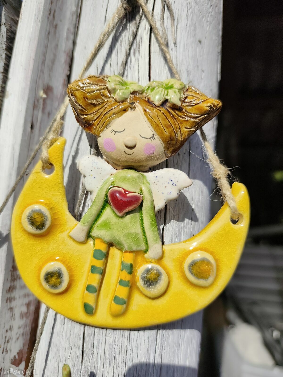 Anioł ceramiczny - ręcznie robiona pamiątka na chrzest i komunię