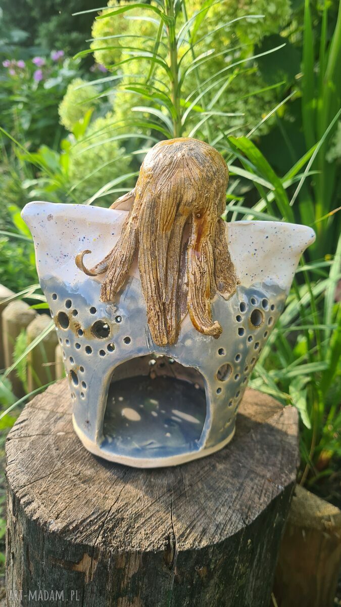 Anioł ceramiczny - ręcznie robiony lampion 15 cm