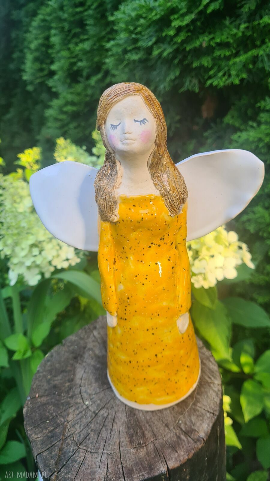 Anioł ceramiczny 21 cm - ręcznie robiona figurka aniołka do domu