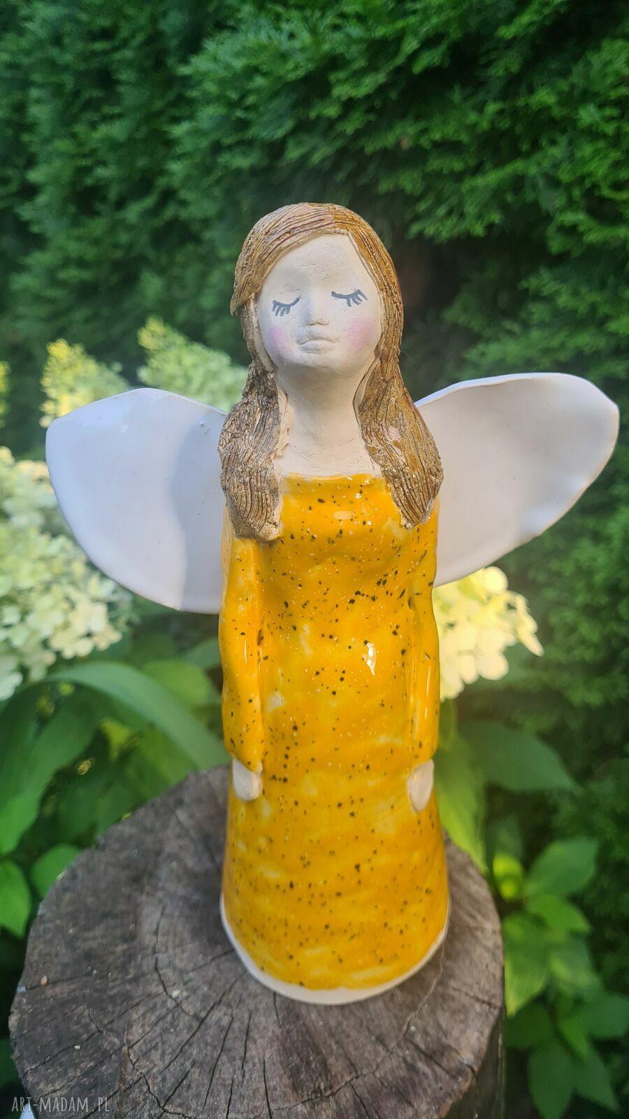 Anioł ceramiczny 21 cm - ręcznie robiona figurka aniołka do domu