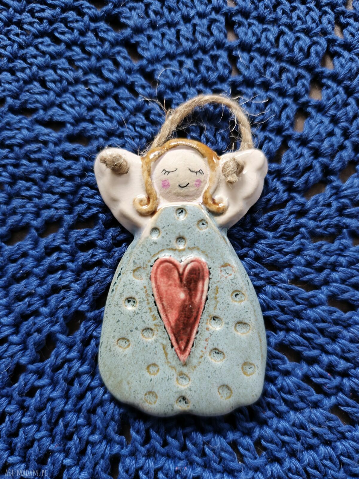 Ceramiczny anioł Wolna Chwila - ręcznie robiona dekoracja