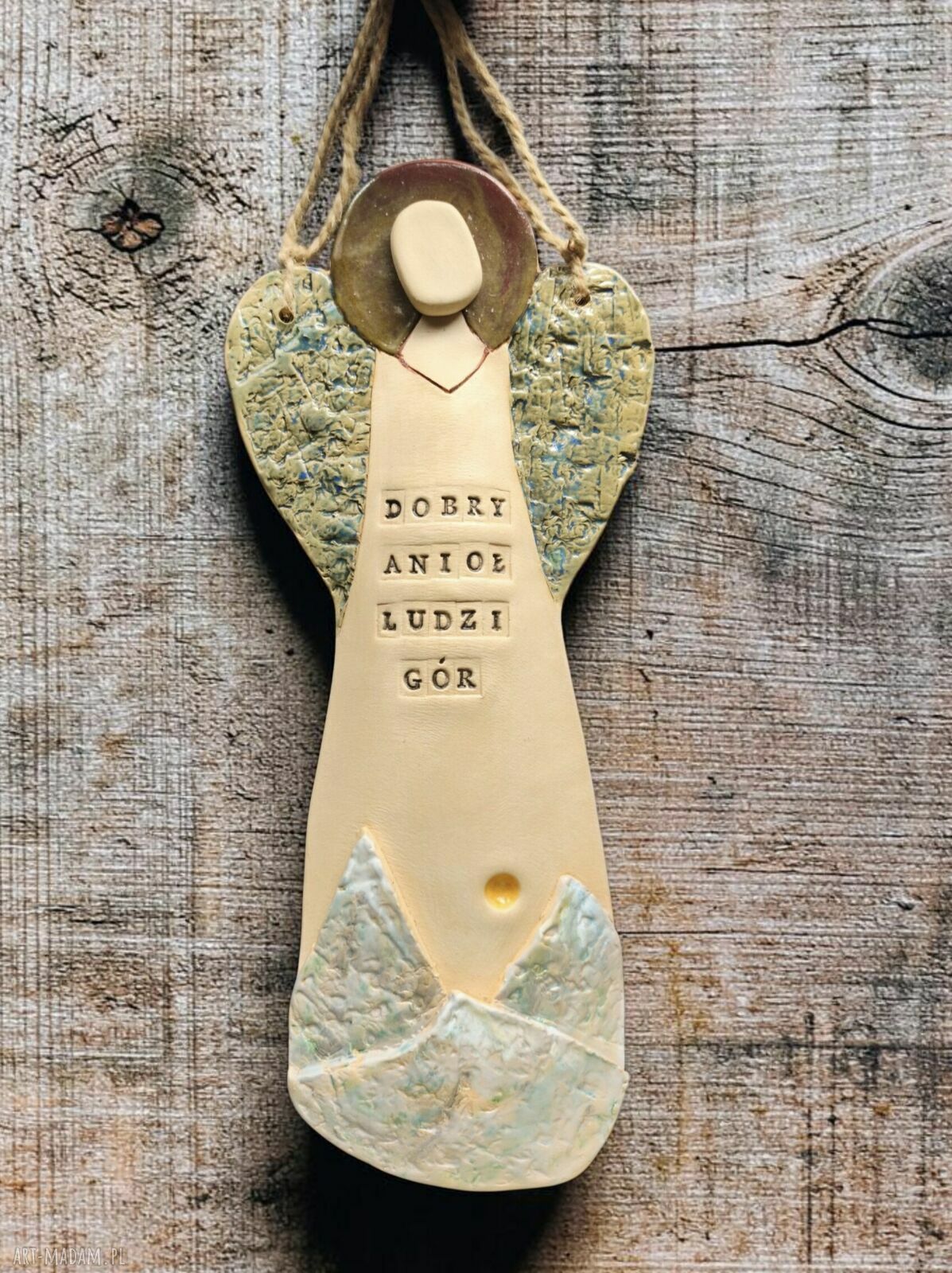 Anioł ceramiczny góralski do powieszenia - Dobry Anioł Ludzi Gór