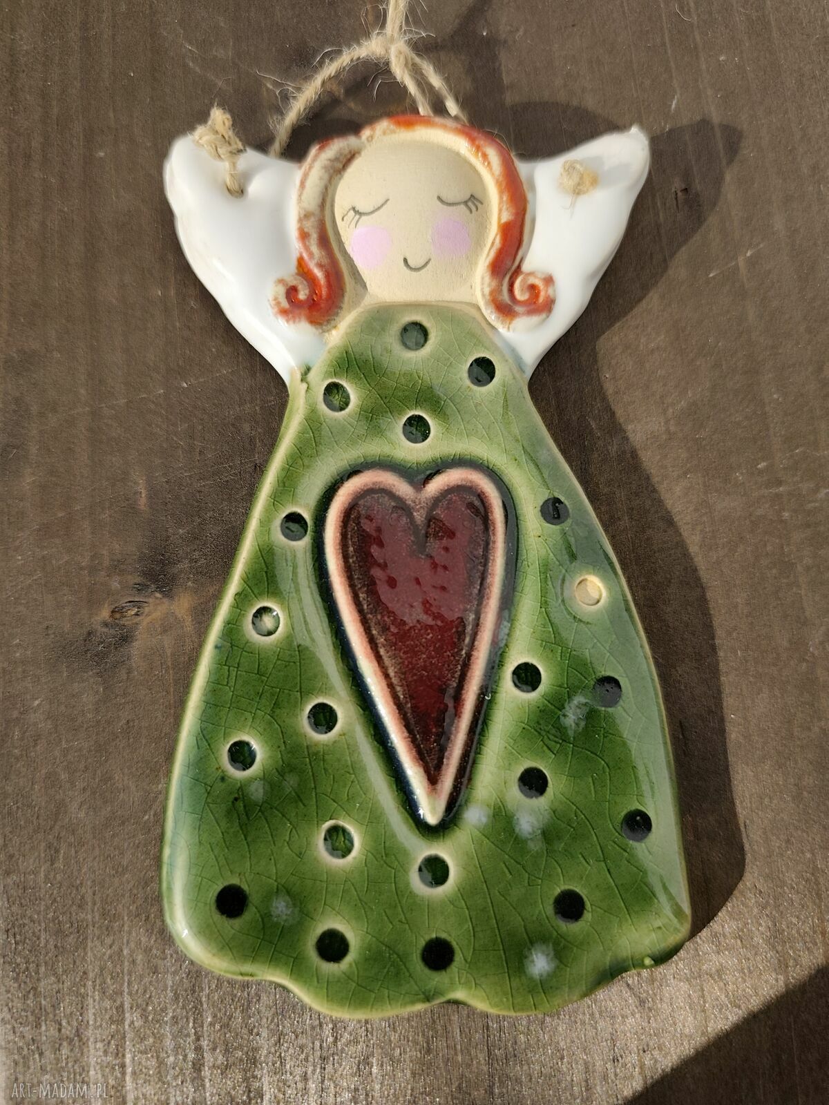Anioł ceramiczny - zawieszka na prezent na chrzest i komunię