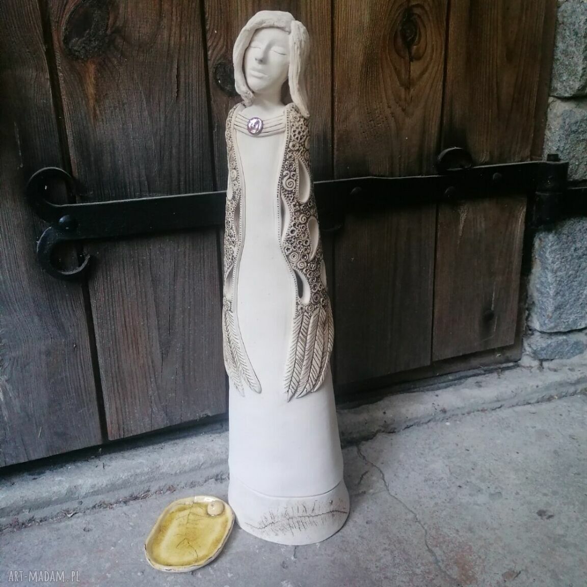 Anioł ceramiczny Pernati II - stojący lampion na tea-light