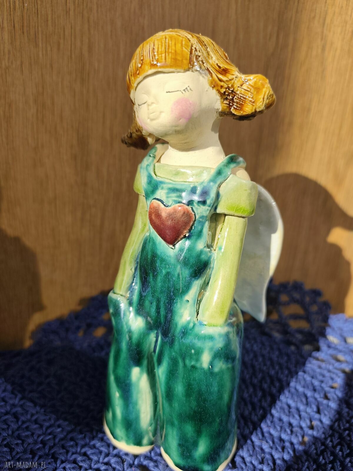 Anioł ceramiczny - pamiątka na komunię i chrzest dla opiekuna