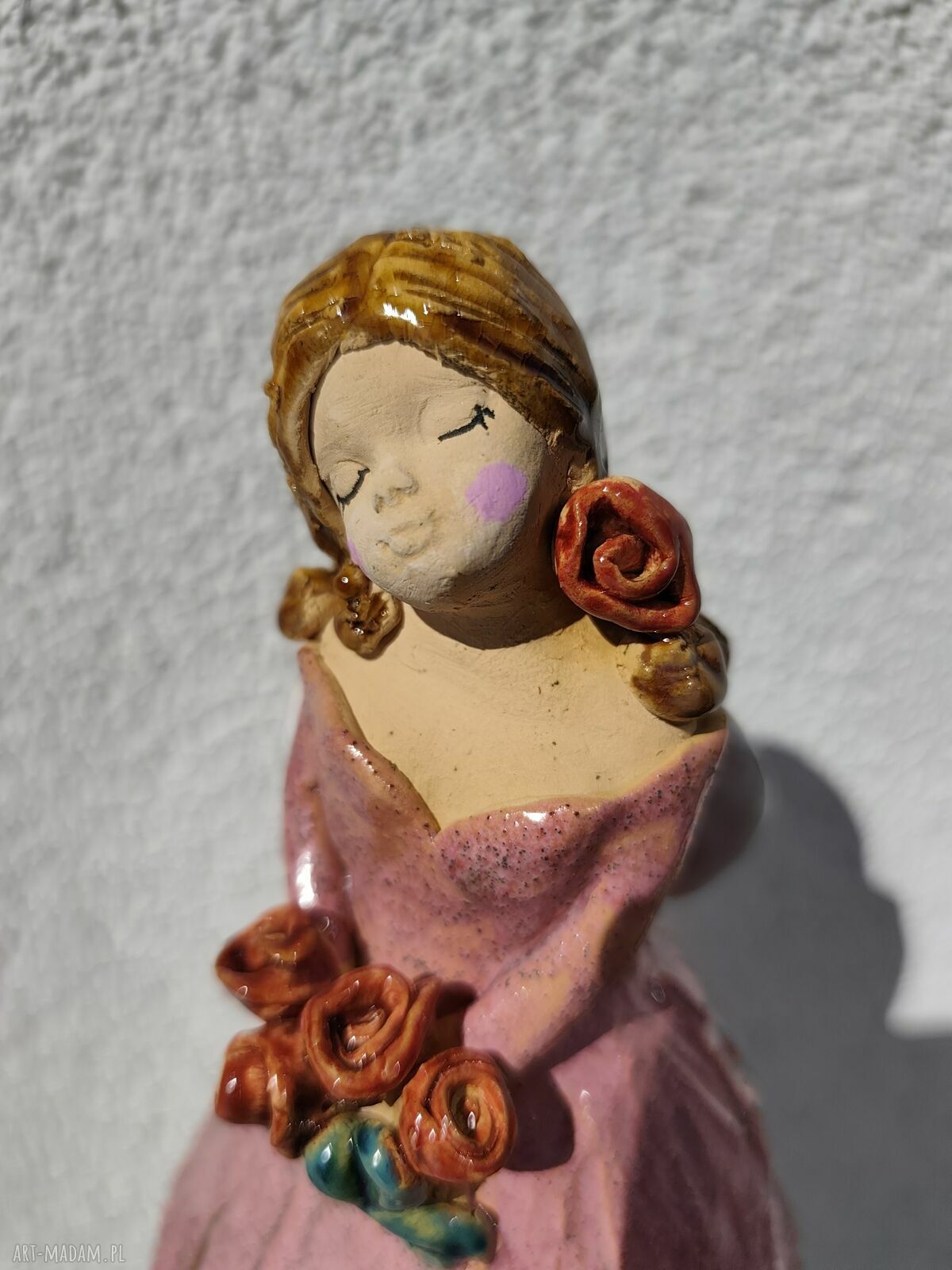 Anioł ceramiczny na komunię i chrzest - ręcznie wykonany