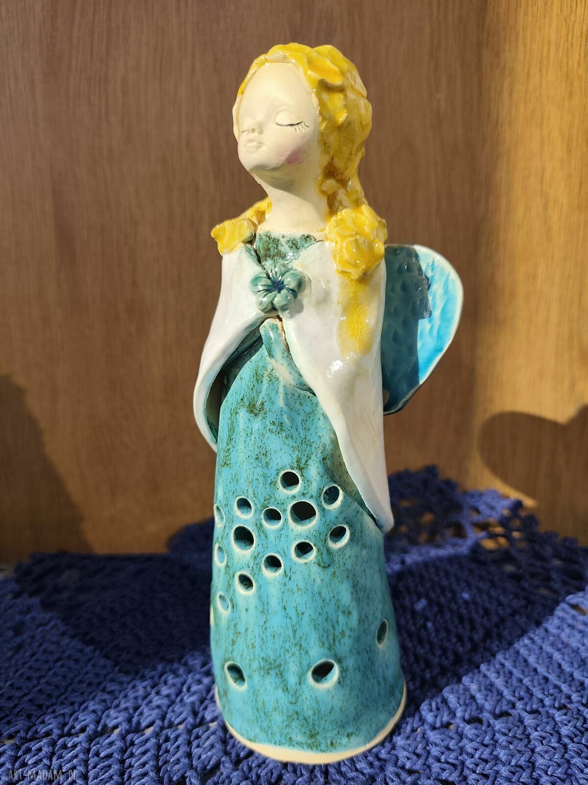 Anioł ceramiczny - lampion na chrzest i komunię