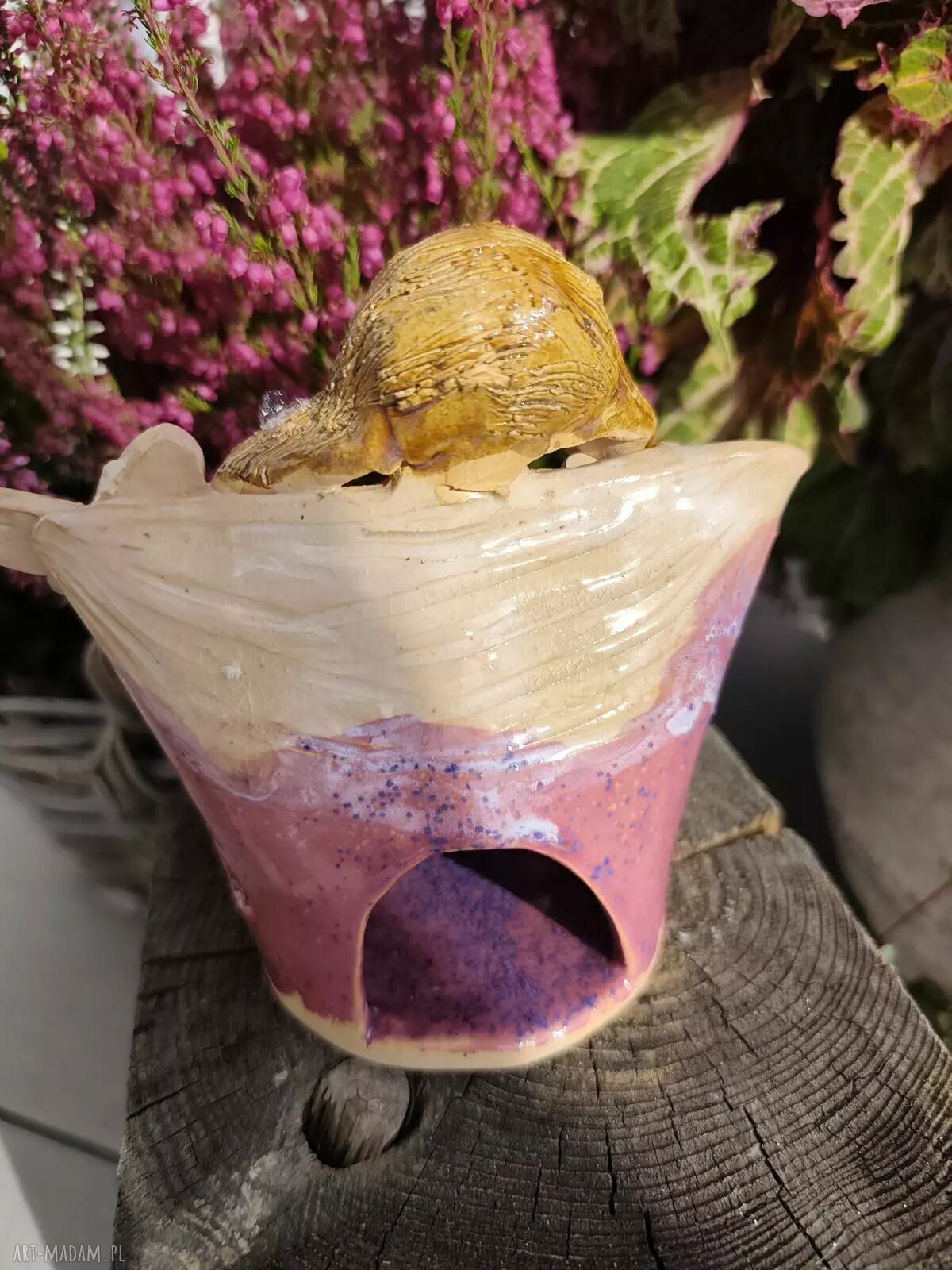 Anioł ceramiczny - lampion z motylem do domu