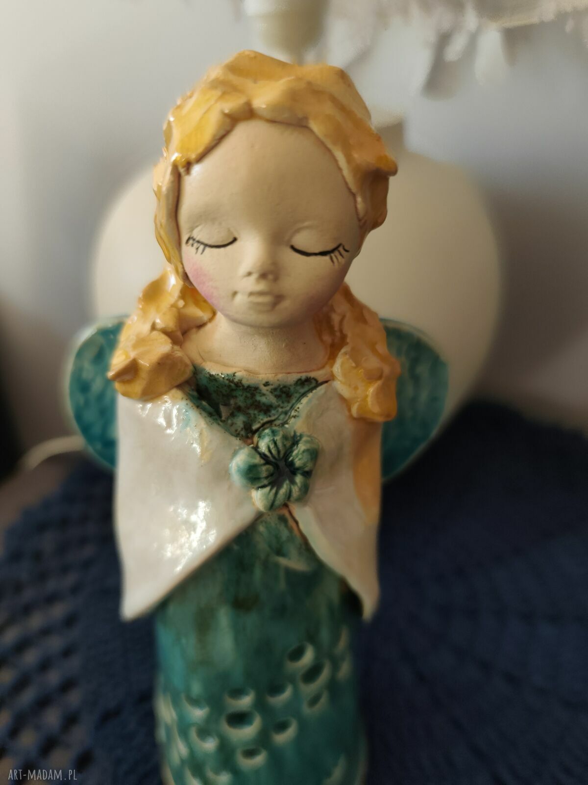 Anioł ceramiczny - lampion na chrzest i komunię