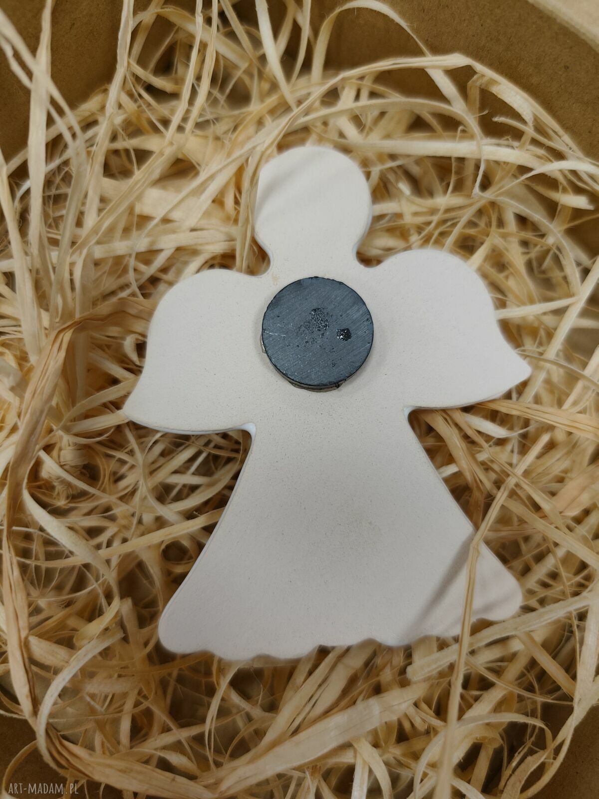 Anioł ceramiczny świąteczny magnes na lodówkę 9 cm