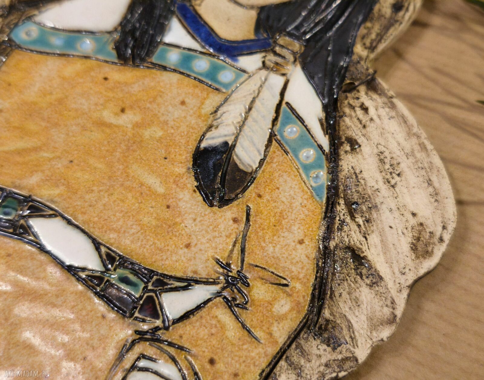Anioł ceramiczny wiszący w stylu indiańskim - kolekcjonerska dekoracja etniczna