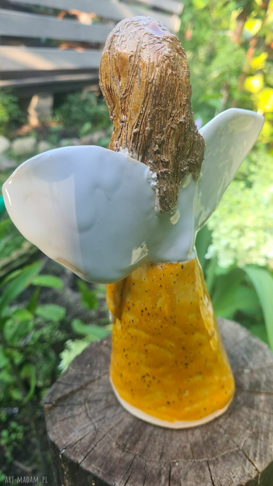 Anioł ceramiczny 21 cm - ręcznie robiona figurka aniołka do domu