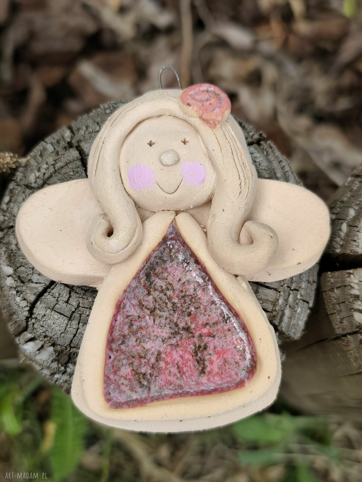 Anioł ceramiczny dla Niej - ręcznie robiony prezent 7 cm