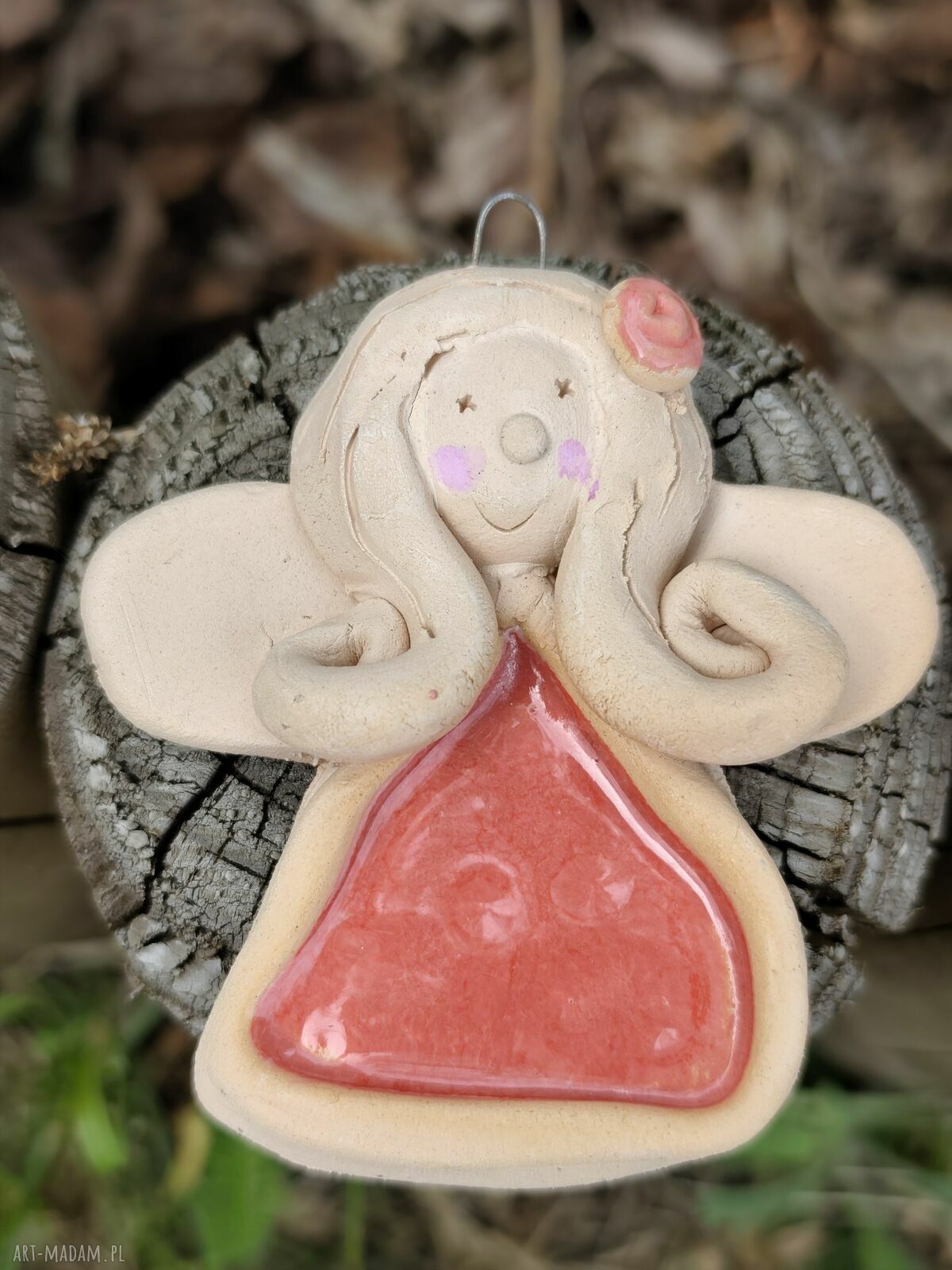 Anioł ceramiczny na ślub - ręcznie wykonany z gliny szamotowej