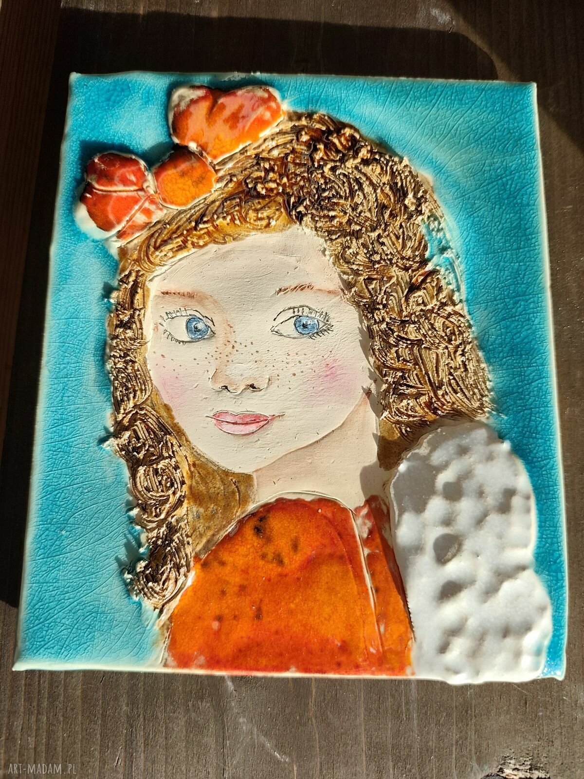 Anioł ceramiczny - ozdoba na chrzest i komunię, ręcznie robiony