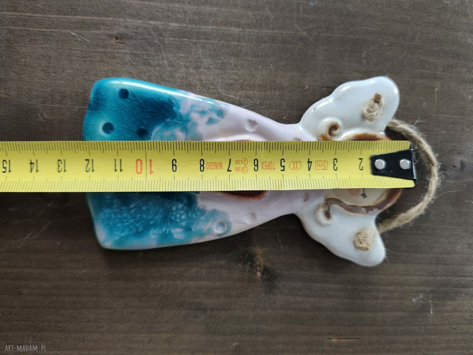 Anioł ceramiczny Wolna chwila - zawieszka handmade (ok. 12 cm)