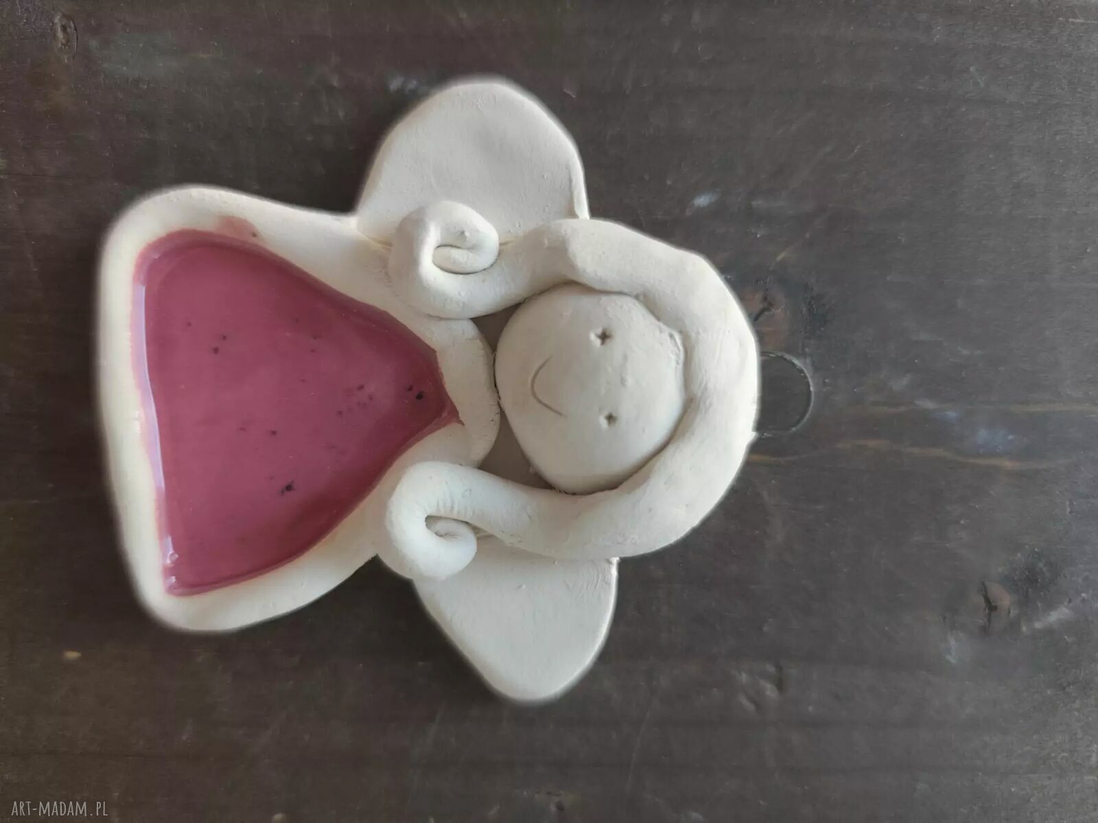 Anioł ceramiczny w kolorowej sukience - ręcznie wykonana dekoracja