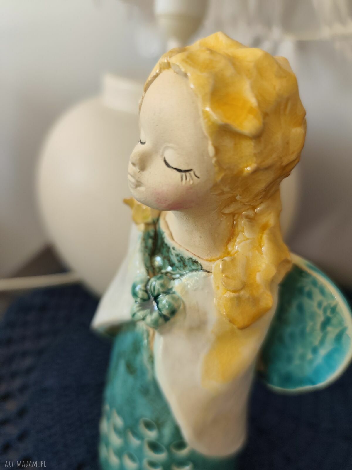 Anioł ceramiczny - lampion na chrzest i komunię