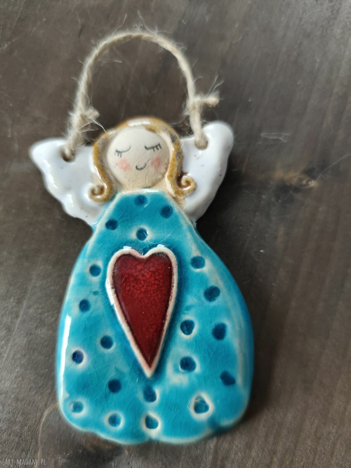 Anioł ceramiczny - ręcznie robiona zawieszka z ceramiki handmade