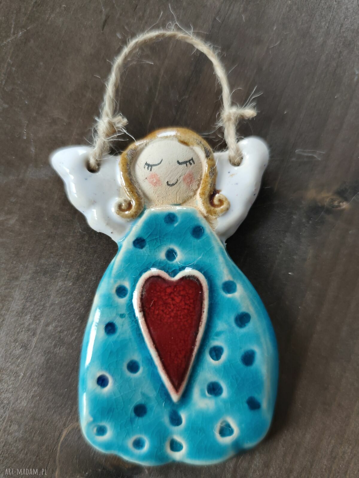 Anioł ceramiczny - ręcznie robiona zawieszka z ceramiki handmade