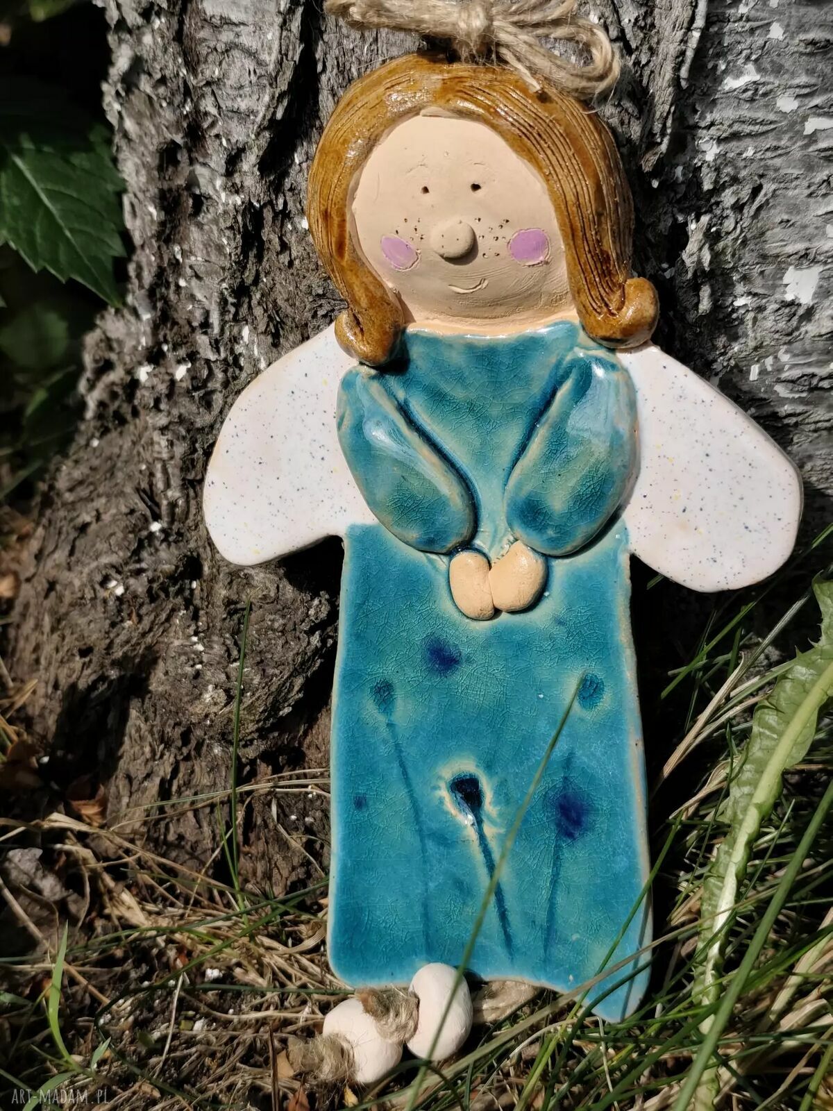 Anioł ceramiczny Pyza - ręcznie robiona figurka z ceramiki