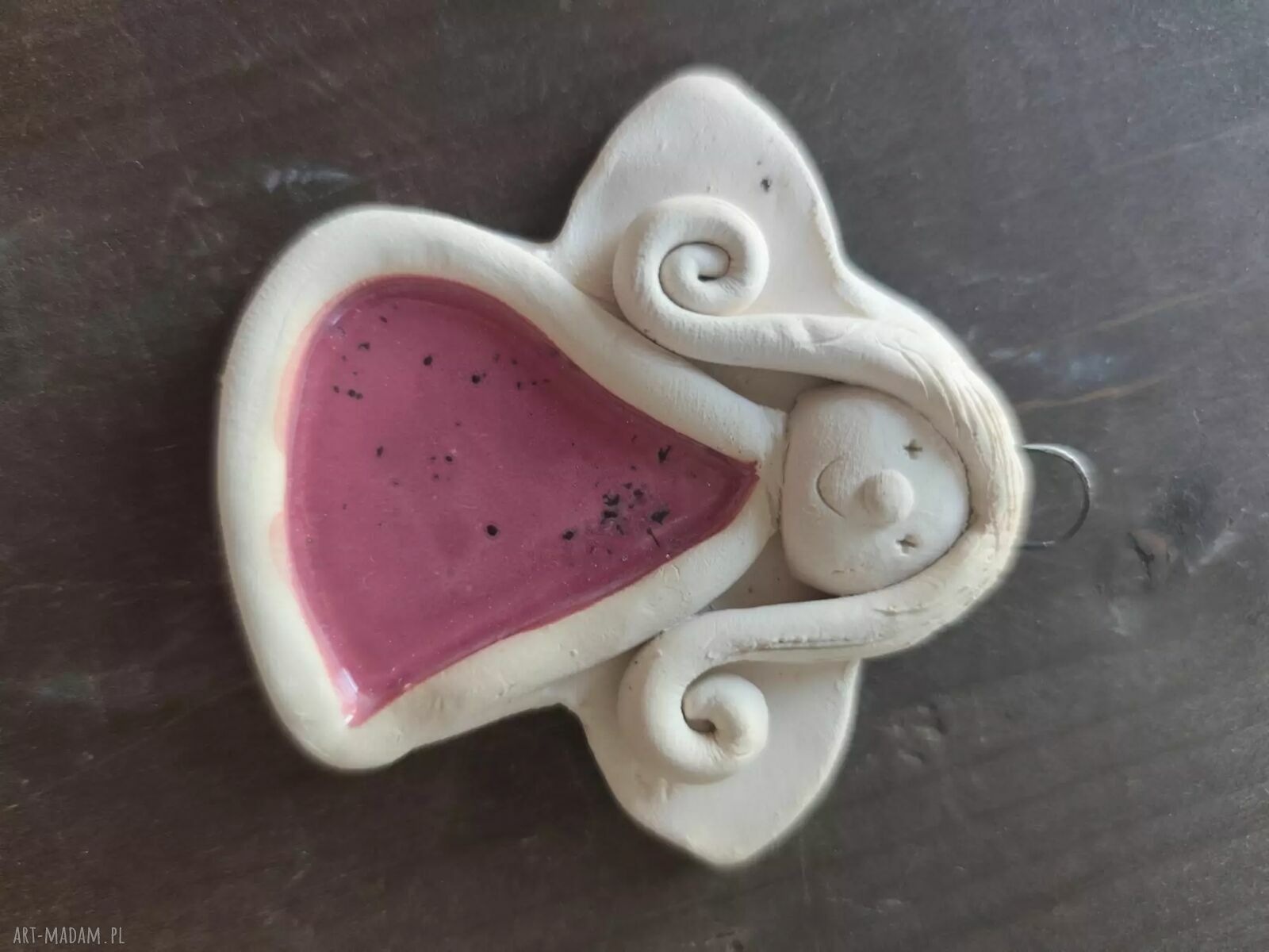 Anioł ceramiczny w kolorowej sukience - ręcznie wykonana dekoracja