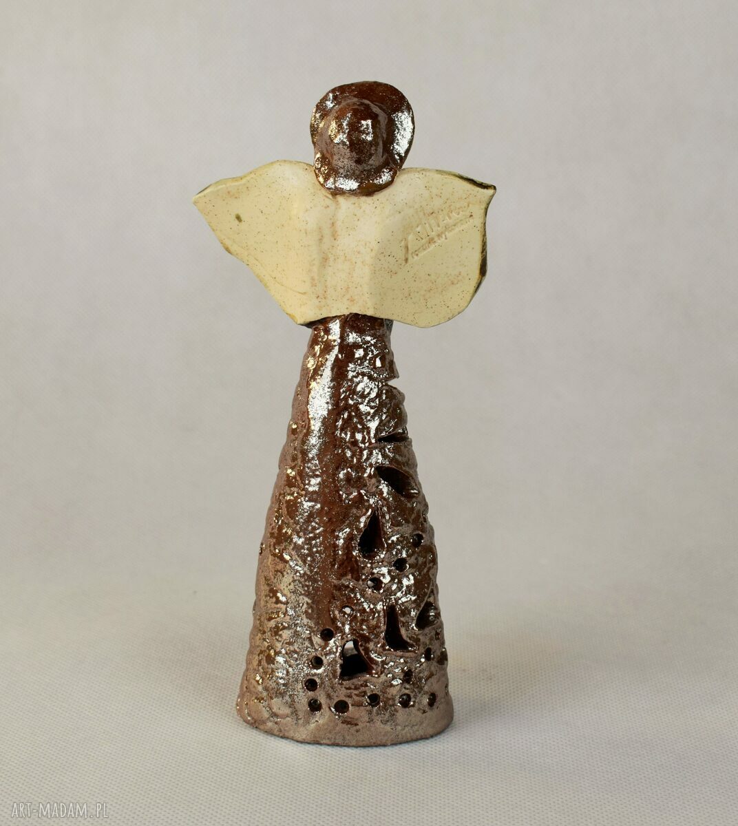 Anioł ceramiczny lampion - ręcznie wykonana dekoracja i prezent