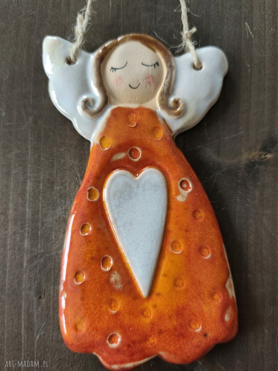 Aniołek ceramiczny - zawieszka Wolna Chwila na prezent