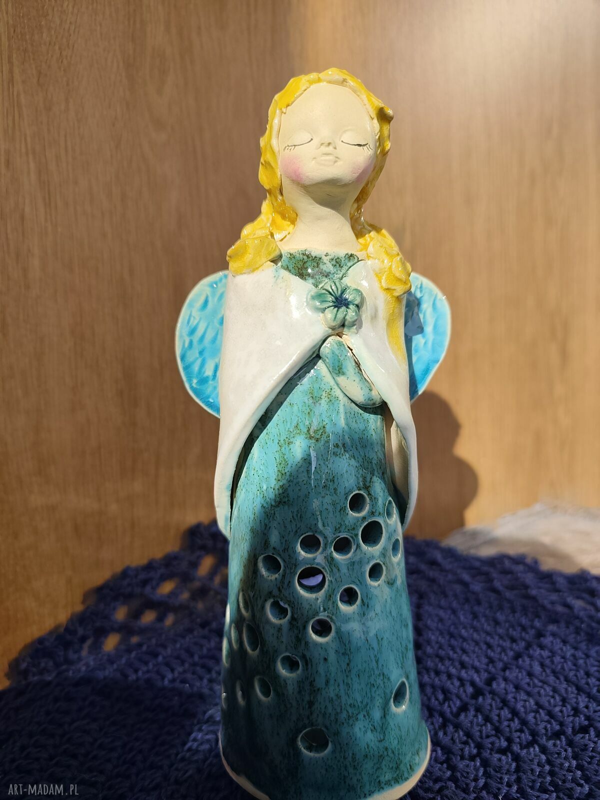 Anioł ceramiczny - lampion na chrzest i komunię