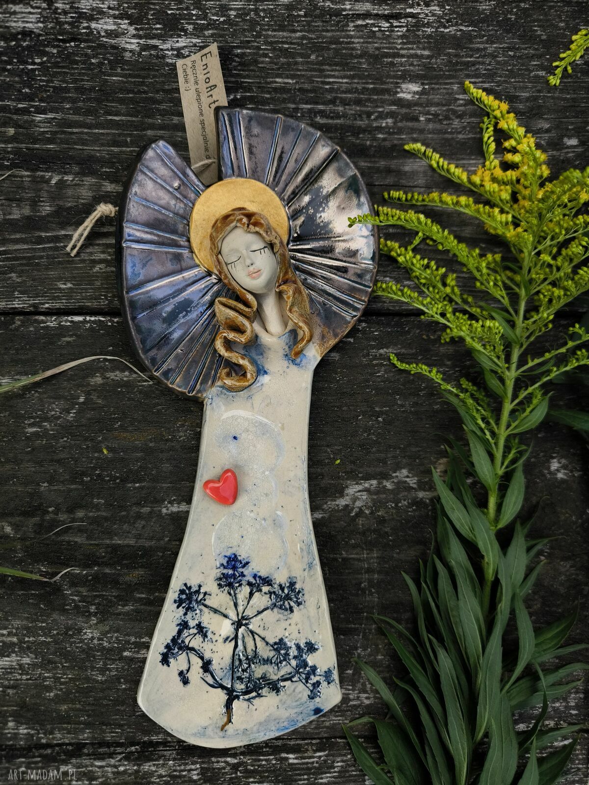Anioł Dzika Marchew - ceramiczna dekoracja handmade