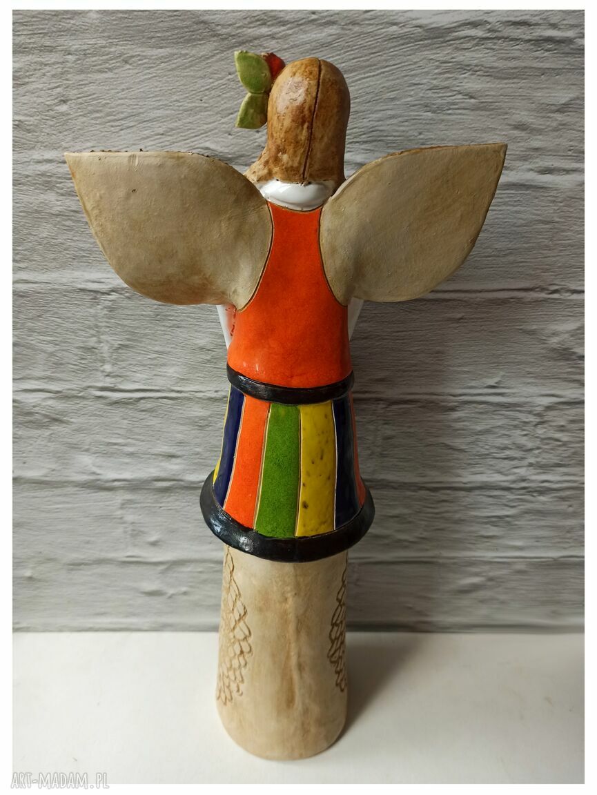 Anioł ludowy Mazowszanka - ceramika handmade do ozdoby domu