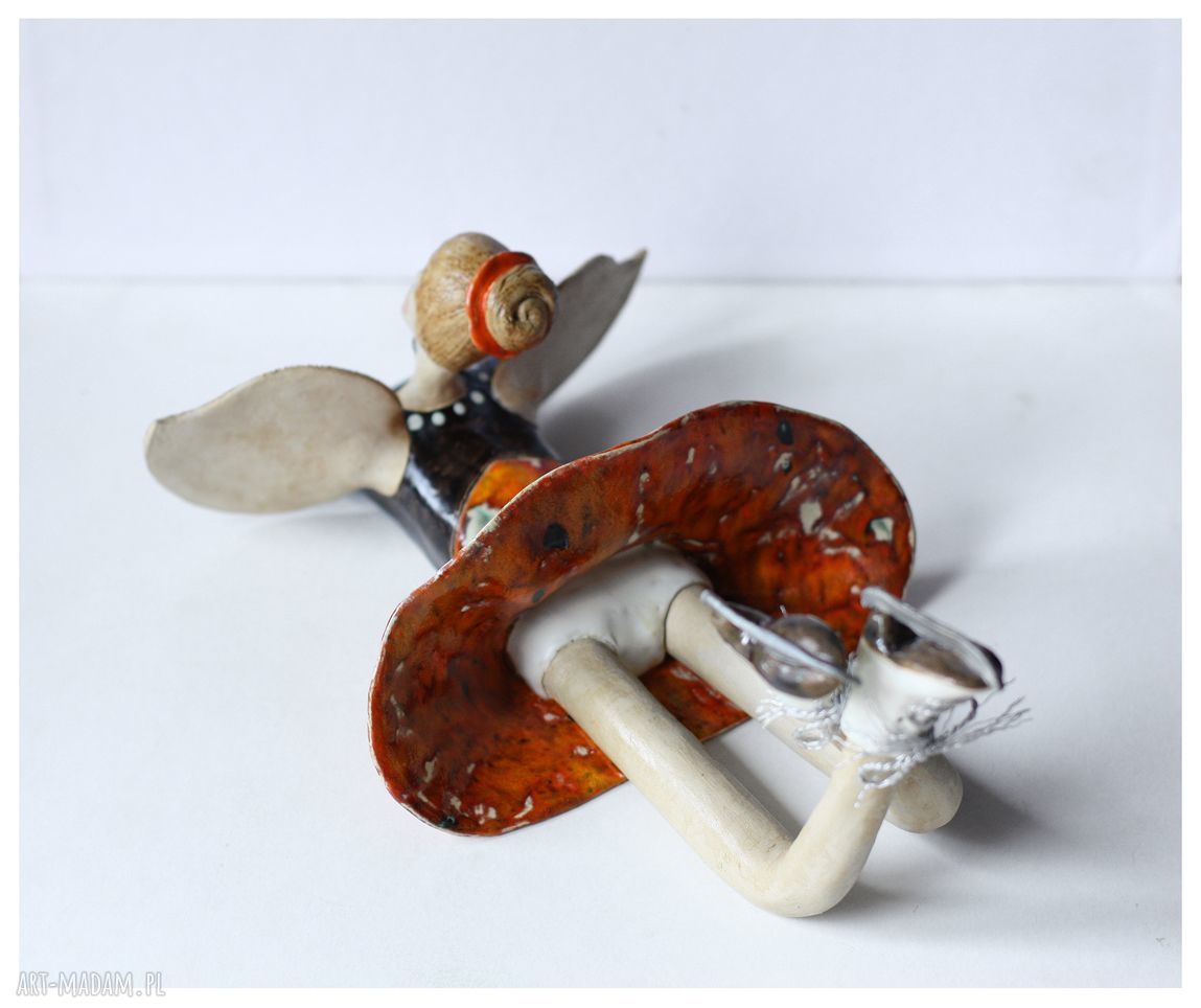 Anioł łyżwiarka - ceramika handmade