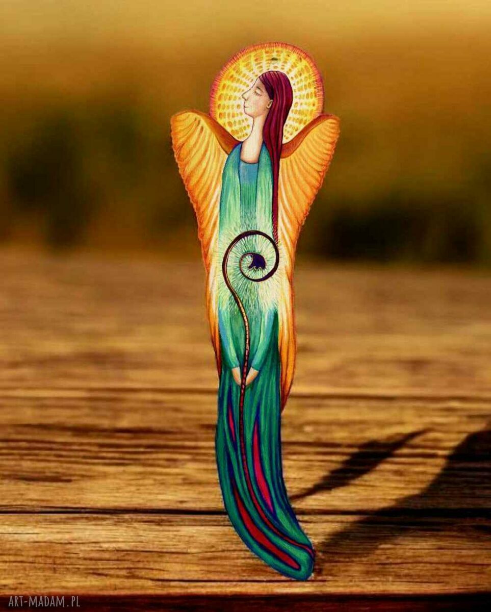 Anioł NADZIEJA - ręcznie robiona dekoracja ścienna dla wielbicieli aniołów, sklejka 4 mm (14 x 45 cm)