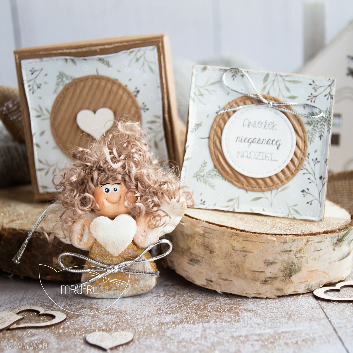 Anioł niegasnącej nadziei personalizowana mini kartka pudełeczko