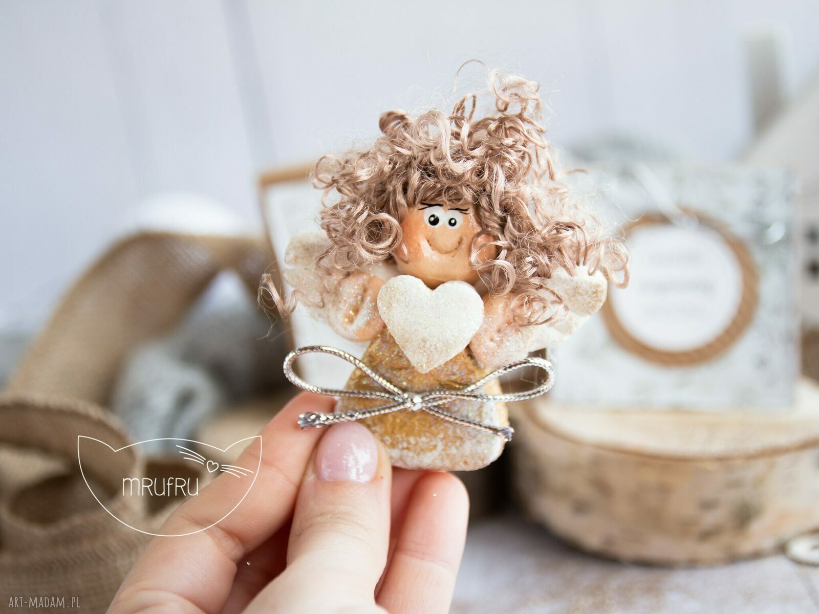 scrapbooking kartki: Anioł niegasnącej NADZIEI. Personalizowana mini kartka, pudełeczko. Ręcznie