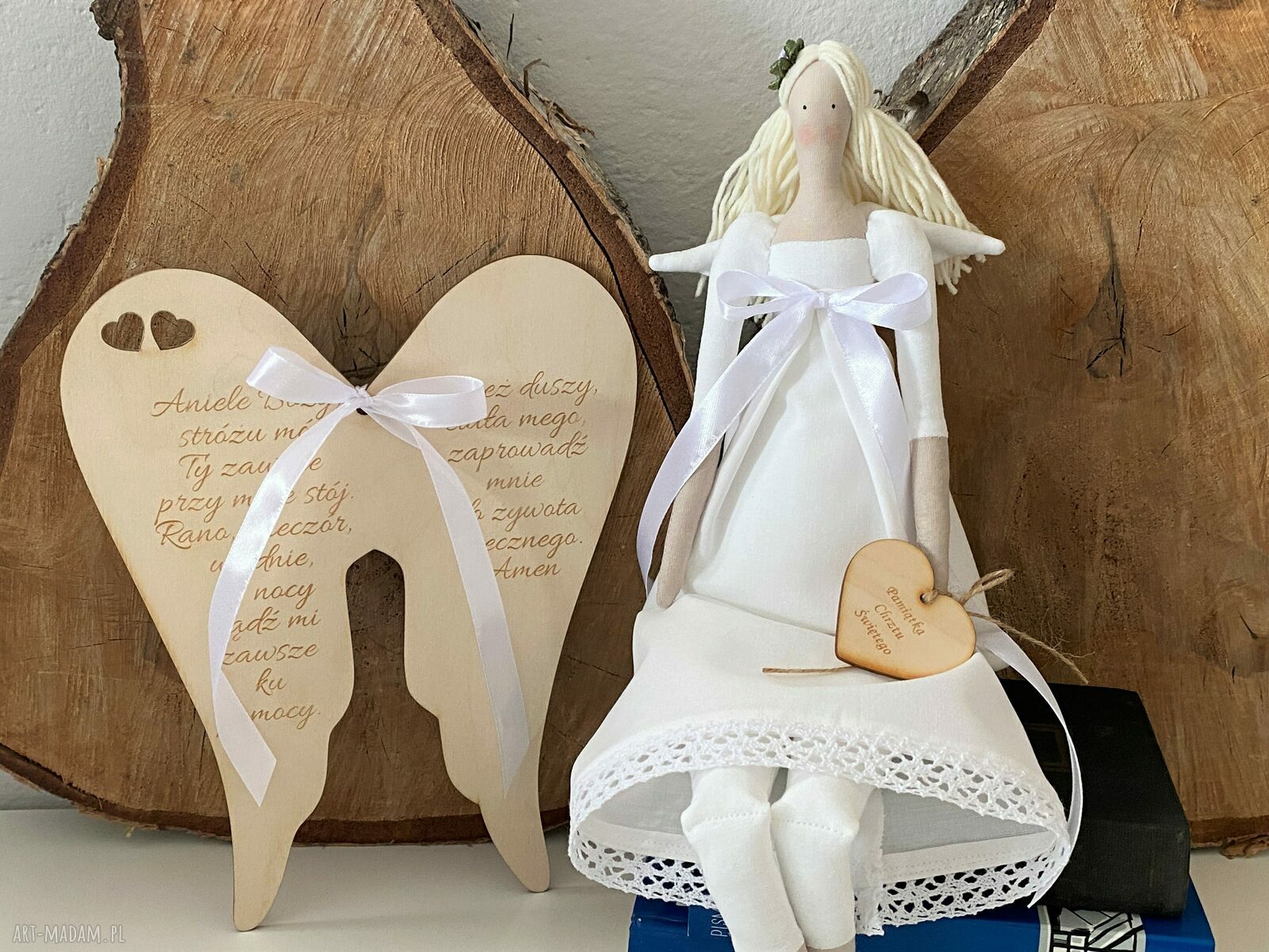 lalki: Anioł pamiątka Pierwszej Komunii Świętej Chrztu Świętego hand made