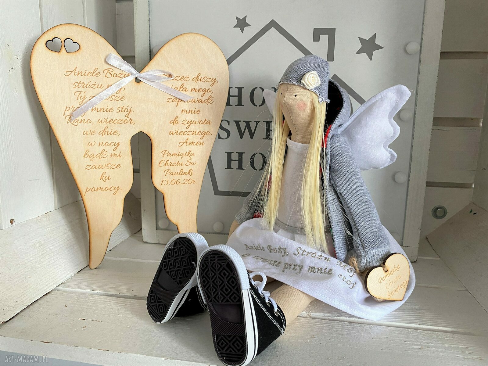lalki: Anioł pamiątka Pierwszej Komunii Świętej Chrztu Świętego hand made