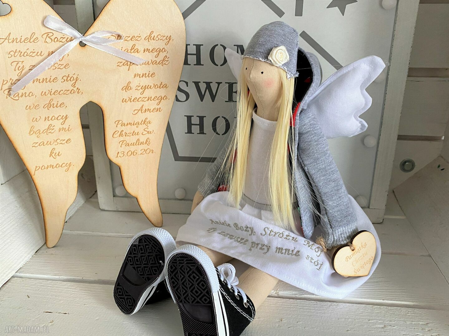 lalki: Anioł pamiątka Pierwszej Komunii Świętej Chrztu Świętego hand made