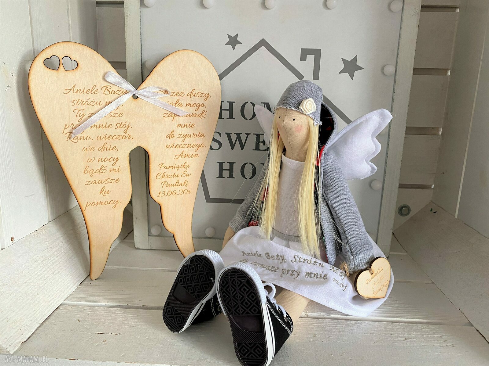 lalki: Anioł pamiątka Pierwszej Komunii Świętej Chrztu Świętego hand made