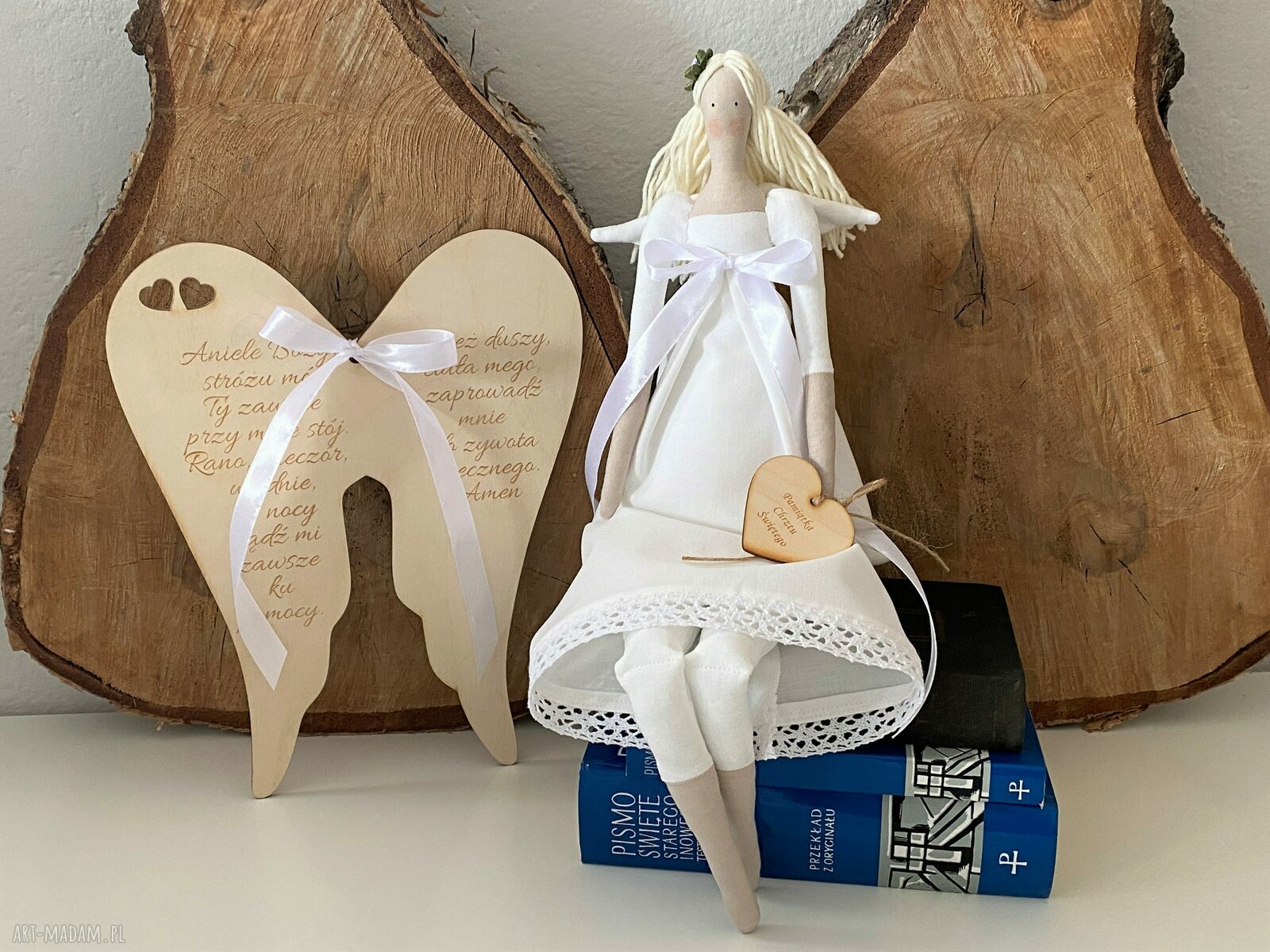 lalki: Anioł pamiątka Pierwszej Komunii Świętej Chrztu Świętego hand made