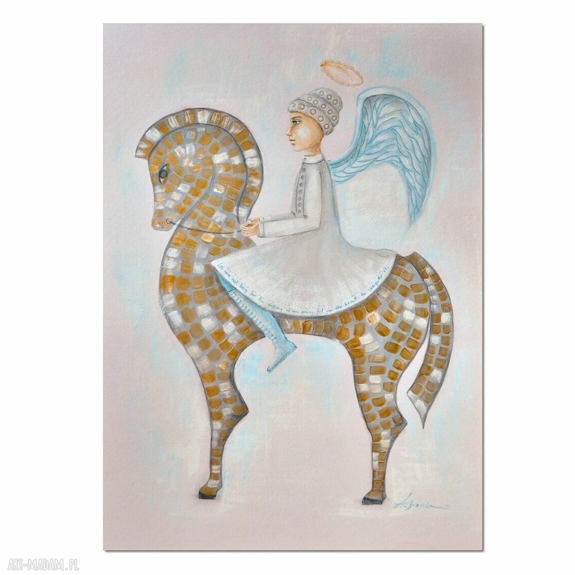 Anioł Rabindra - obraz ręcznie malowany 50 x 70 cm z cyklu Jeźdźcy Anty-apokalipsy