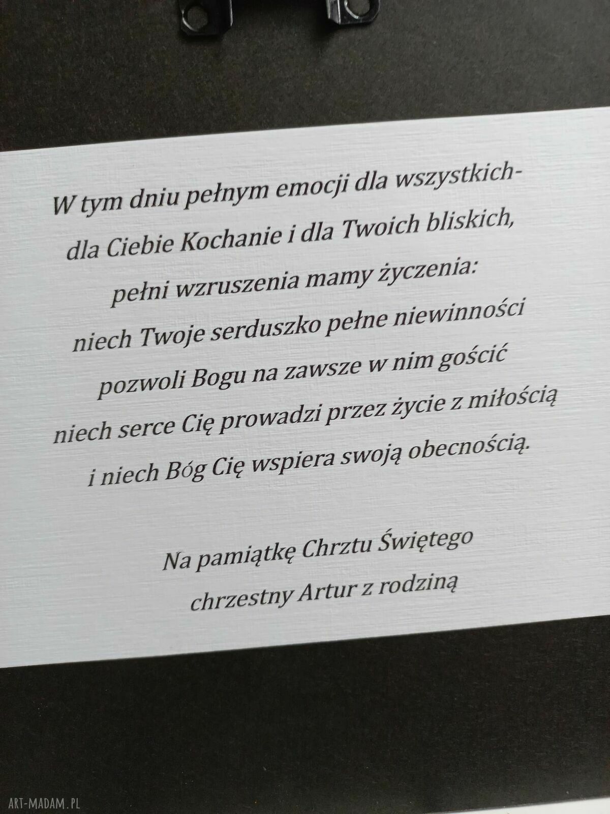 Ramka anioł - pamiątka Chrztu Świętego dla chłopca