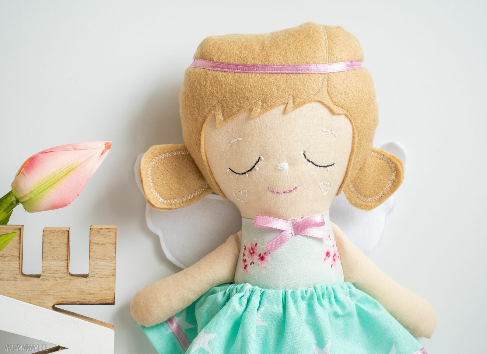 Anioł Stróż Amelka 32 cm - prezent dla dziewczynki na chrzest i Dzień Dziecka