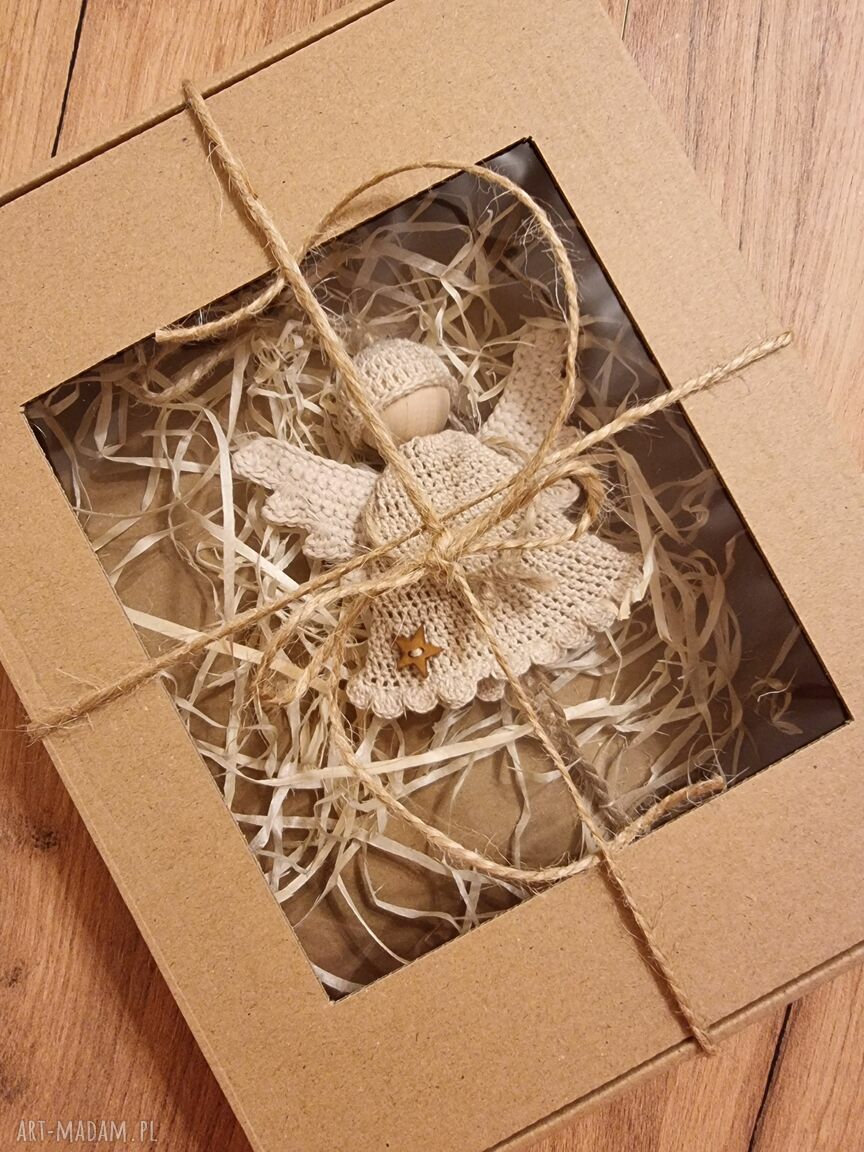 Anioł Stróż boho 20 cm - ręcznie robiony na szydełku