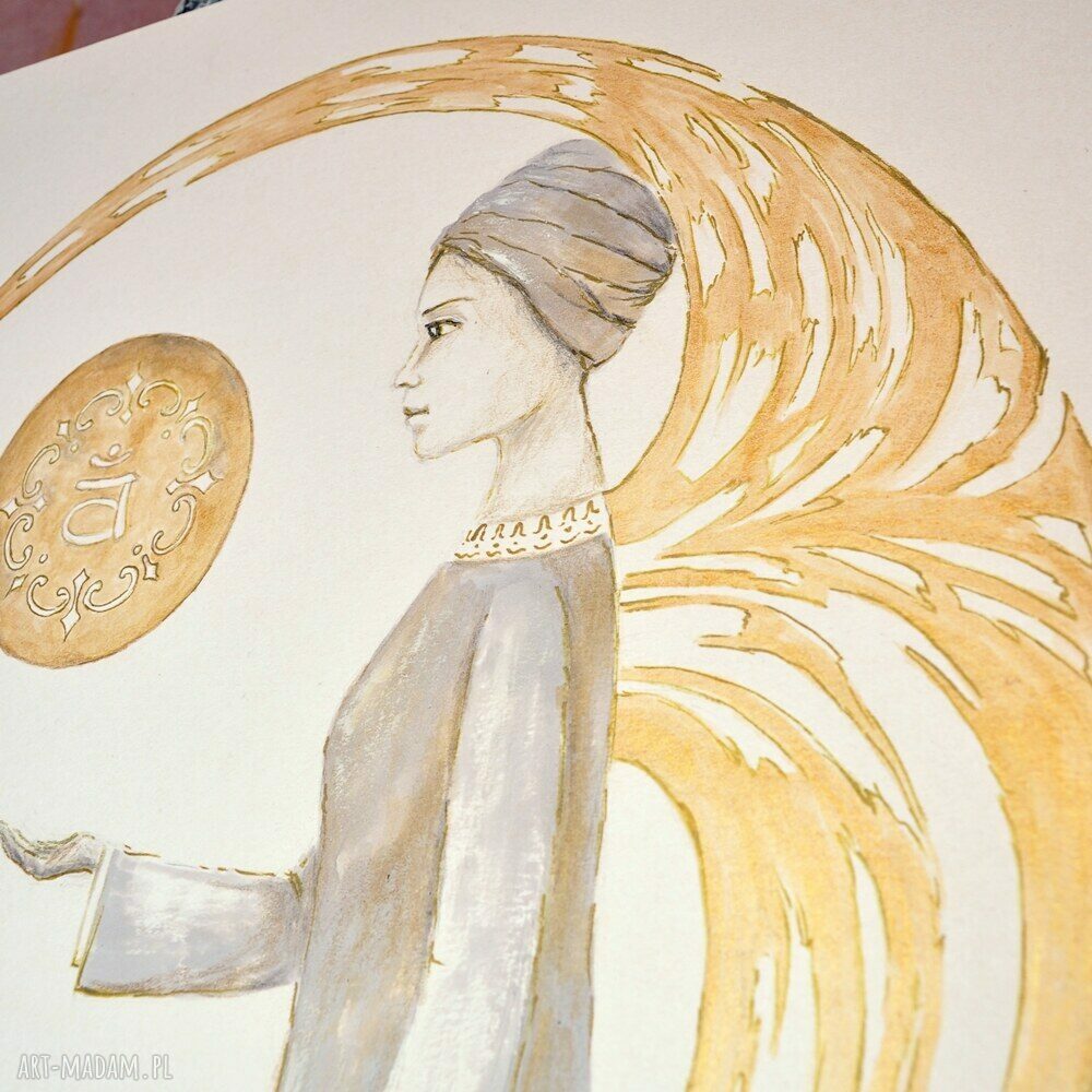 Anioł Svadhi - oryginalny obraz ręcznie malowany 50 x 70 cm